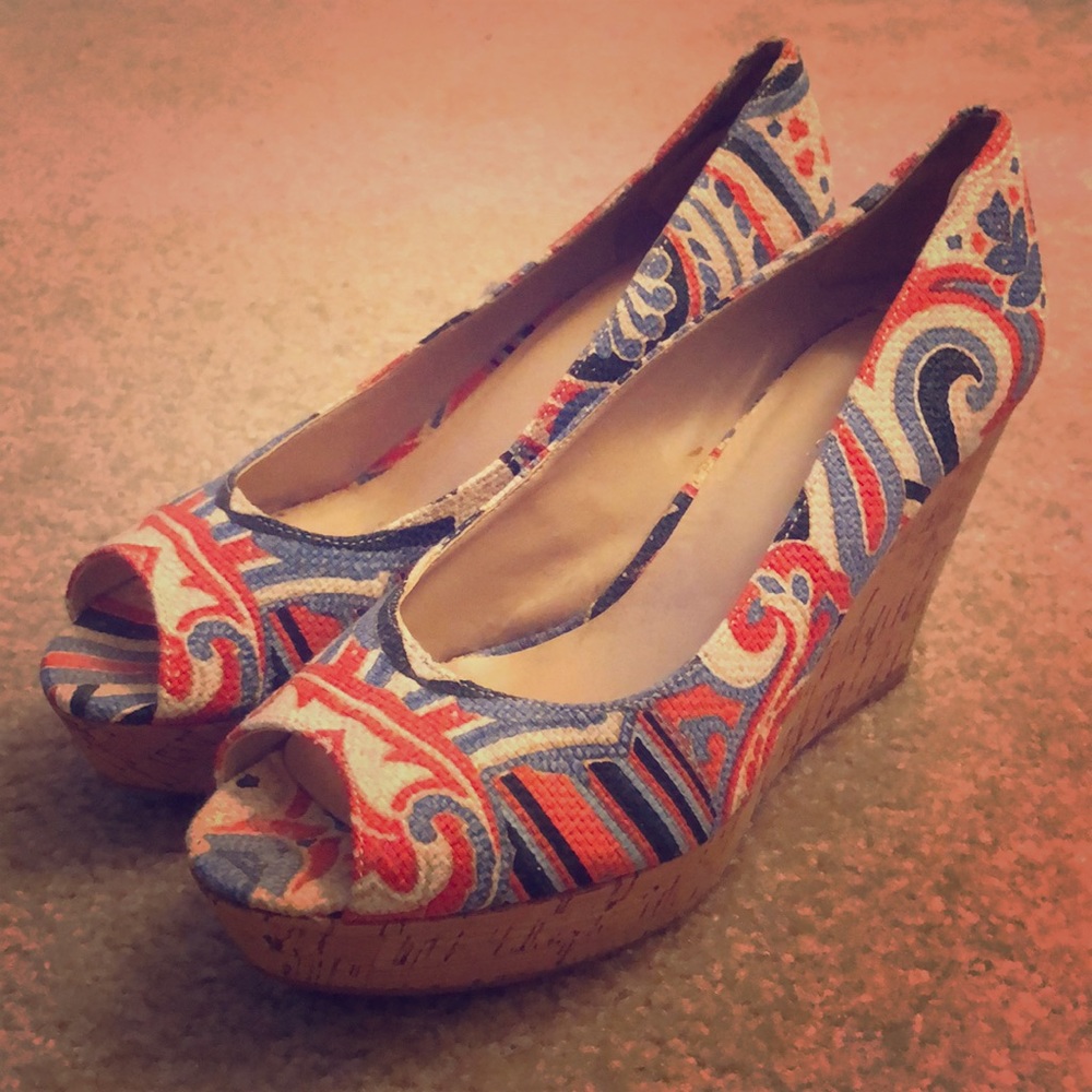 Nine West wedges, worn once.